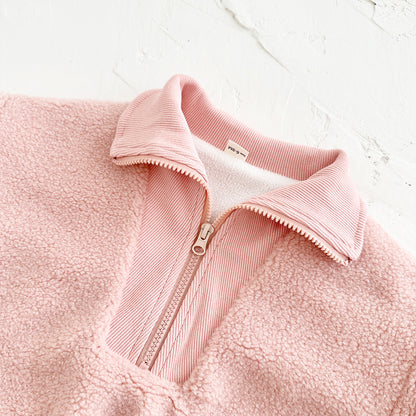 Rosy Fleece Half-Zip Baby Pullover