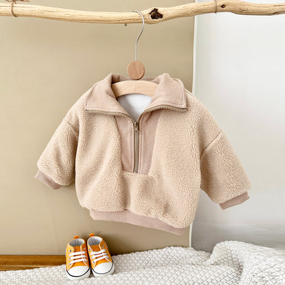 Rosy Fleece Half-Zip Baby Pullover