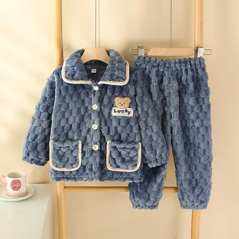 Flannel Cartoon Pajama Set